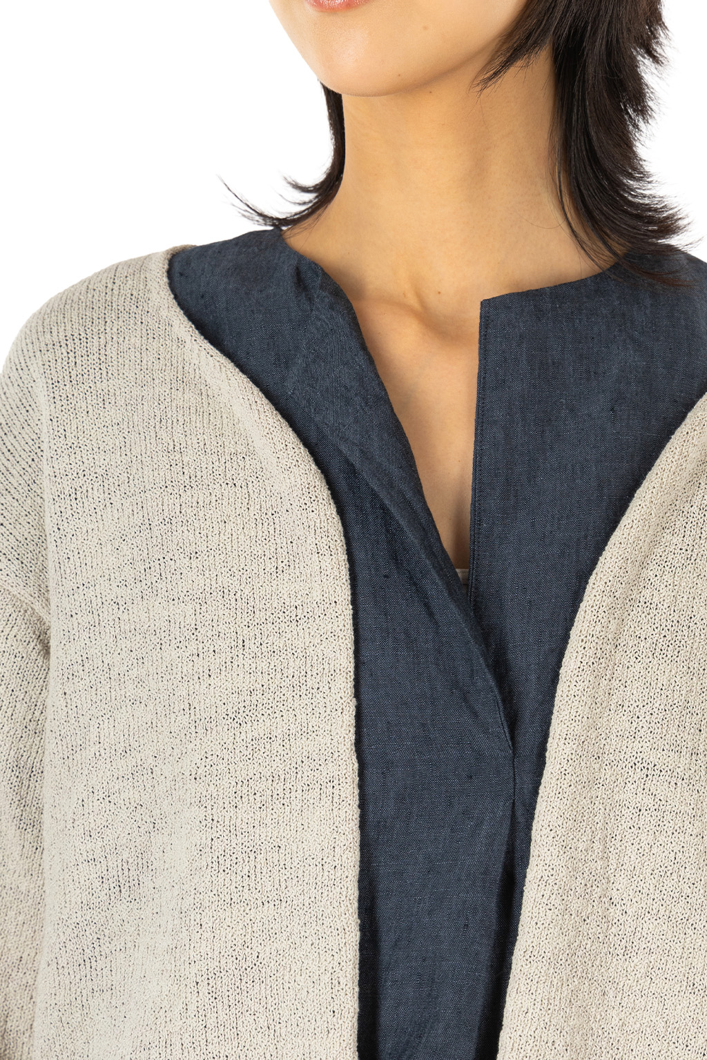 Evam Eva - Cotton Linen Cardigan - Ivory