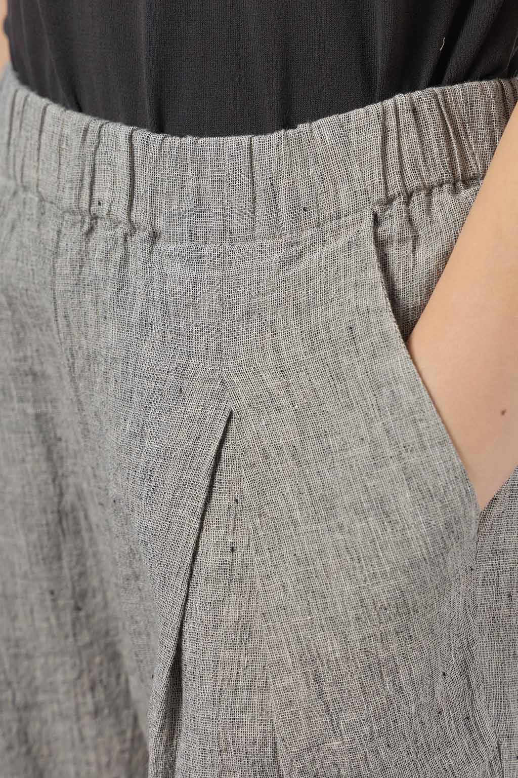 Evam Eva - Linen Cotton Tuck Pants - Antique White