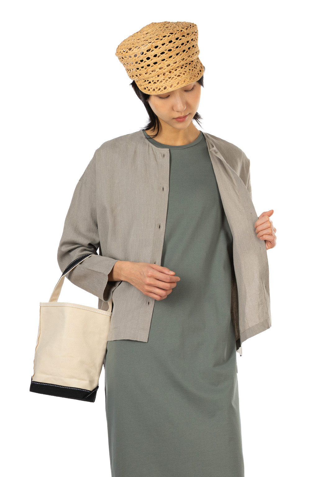 Evam Eva - Linen No Collar Shirt - Grege