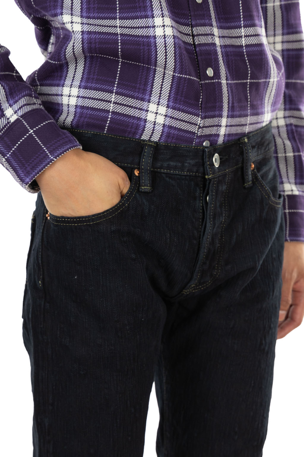 Iron Heart - 16oz Slubby Selvedge Denim Straight Cut - Indigo Overdyed Black