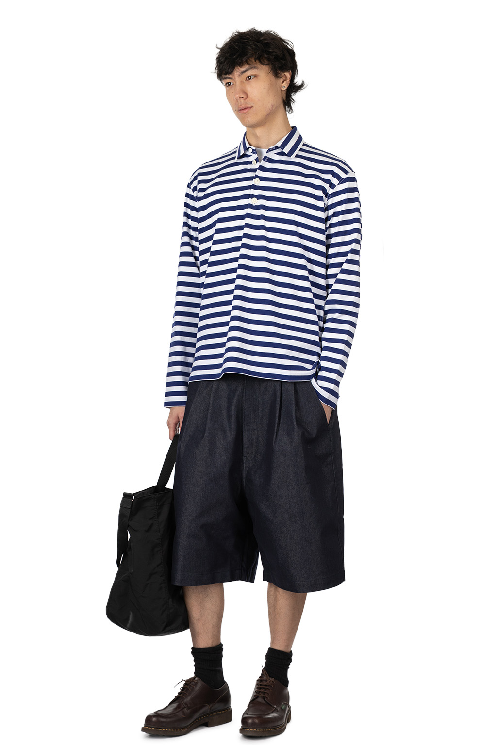 Junya Watanabe MAN - Cotton Jersey Stripe Polo Shirt - Navy White
