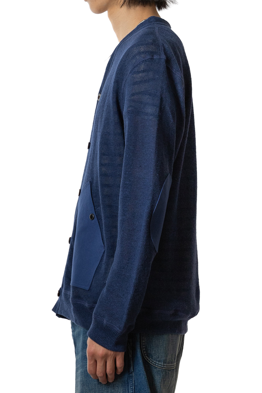 Junya Watanabe MAN - Linen Jersey x Cotton Moleskin Cardigan - Navy