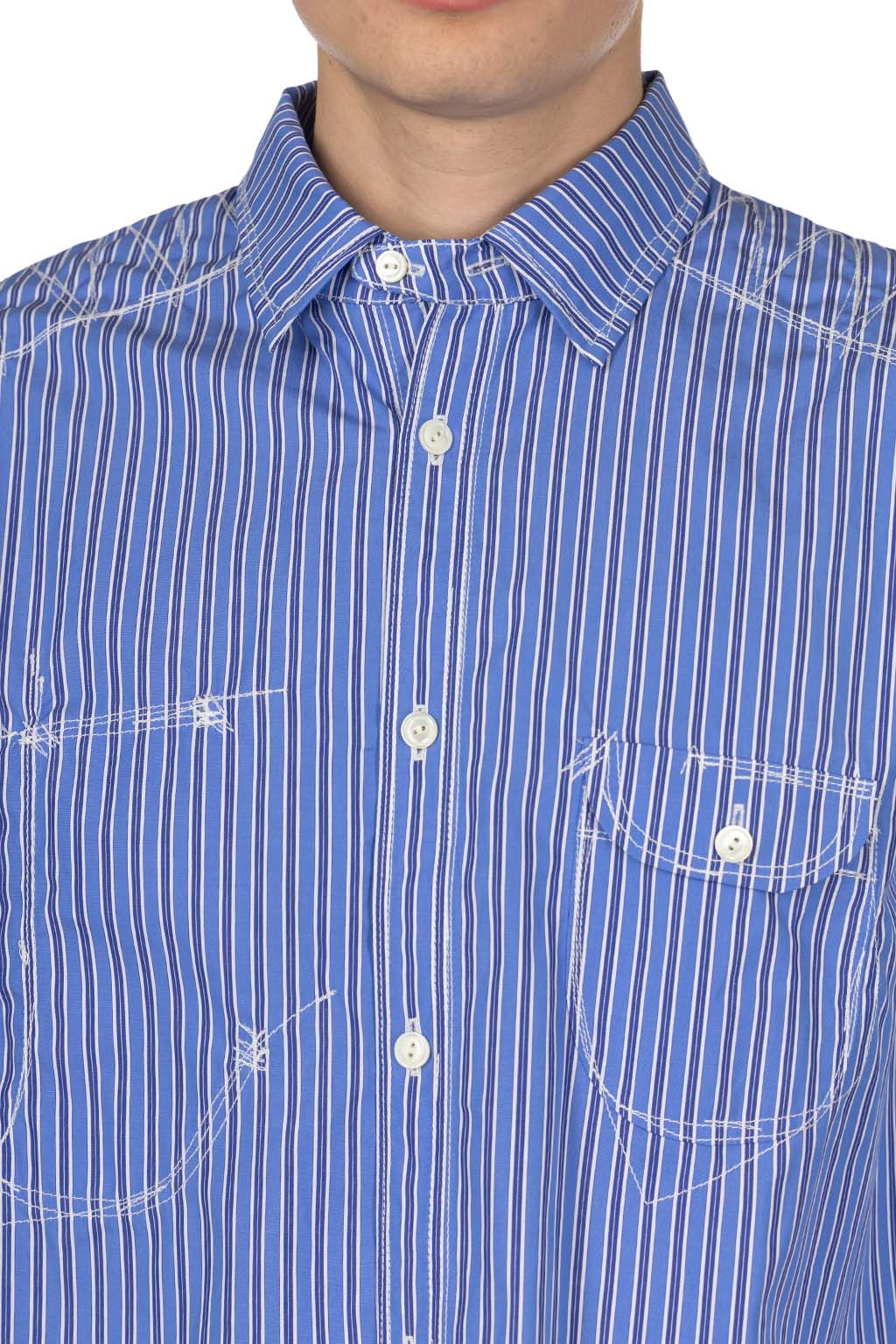 Junya Watanabe MAN - Junya Watanabe Comme Des Garcons Stitch Stripe Shirt - Blue