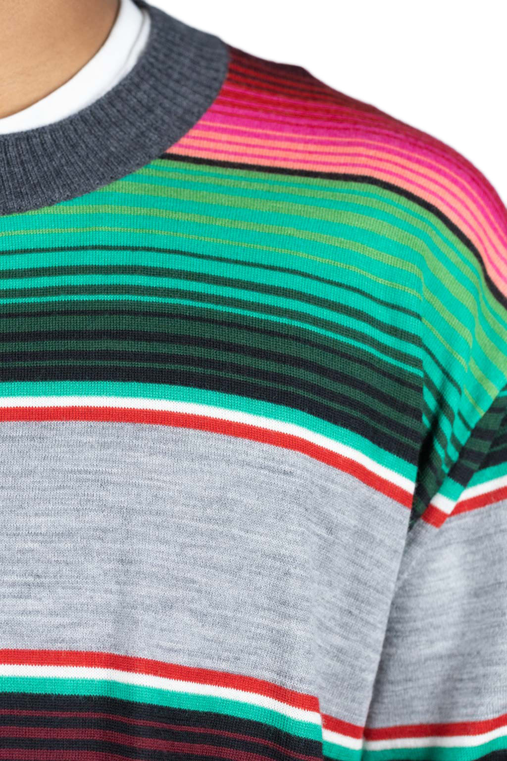 Junya Watanabe MAN Wool Jersey Stripe Sweater - Multi x Charcoal Gray