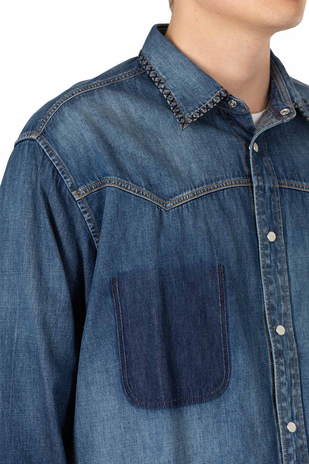 KHOKI - Hand-Embroidered Denim Shirt 