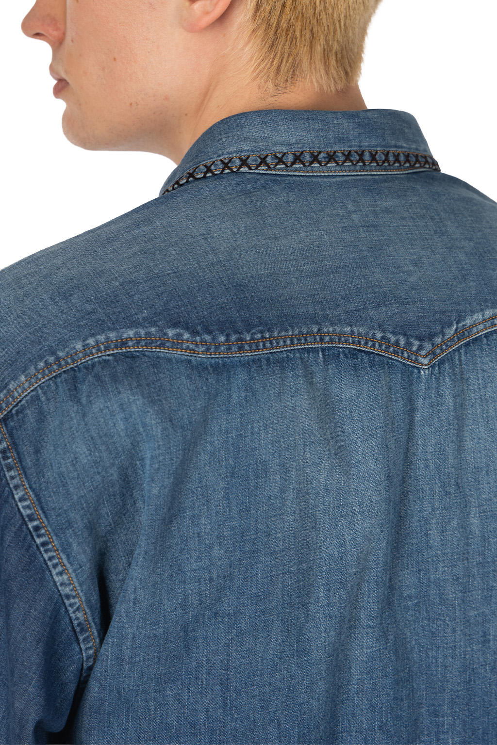 KHOKI - Hand-Embroidered Denim Shirt 