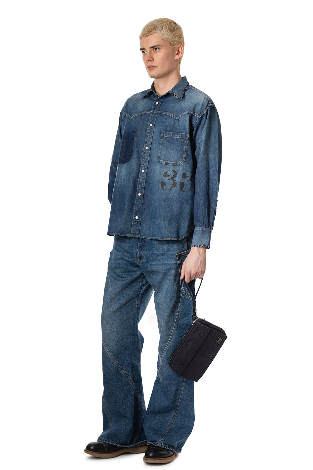 KHOKI - Hand-Embroidered Denim Shirt 