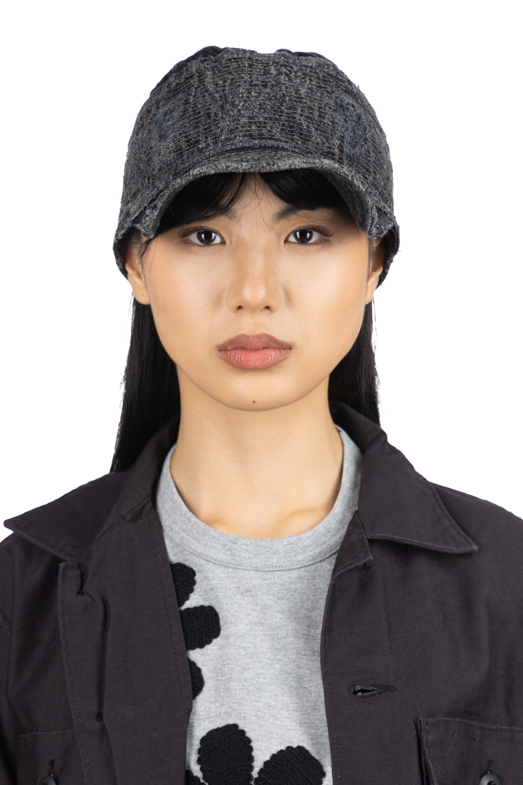 Kapital - 11.5oz BLK x BLK Denim THE OLD MAN AND THE SEA Cap (Crash Remake)