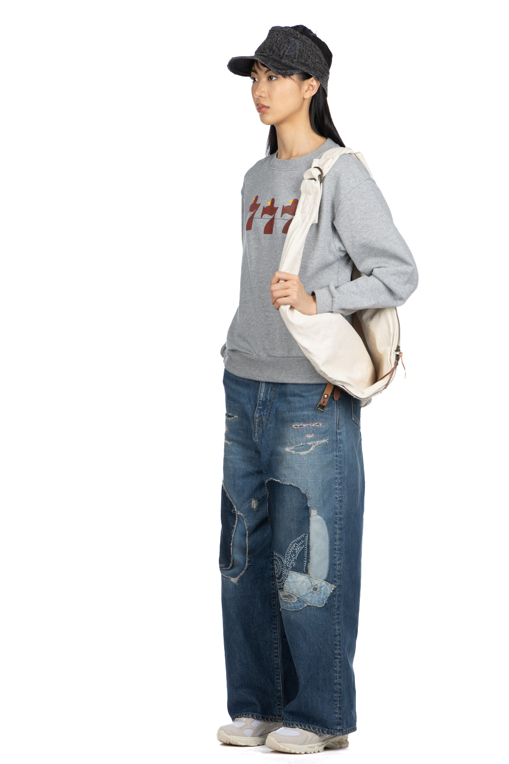 Kapital - 11.5oz BLK x BLK Denim THE OLD MAN AND THE SEA Cap (Crash Remake)