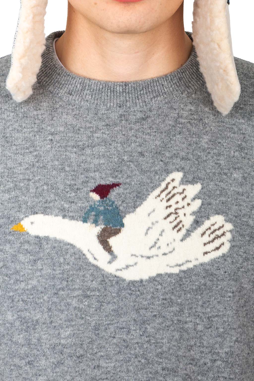 Kapital - 12G Wool Crew Neck Sweater (FLY GOOSE) - Grey