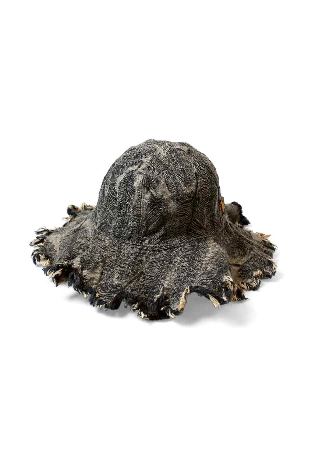 Kapital - 12oz Magpie Denim RADIO Tulip Hat -  Black x Beige
