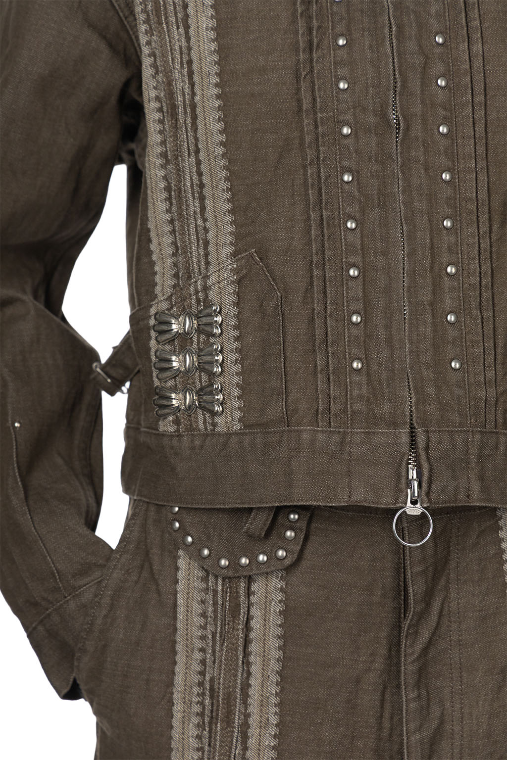 Kapital - 12oz YAGASURI Jacquard Denim Chimayo Drizzler JKT-Khaki