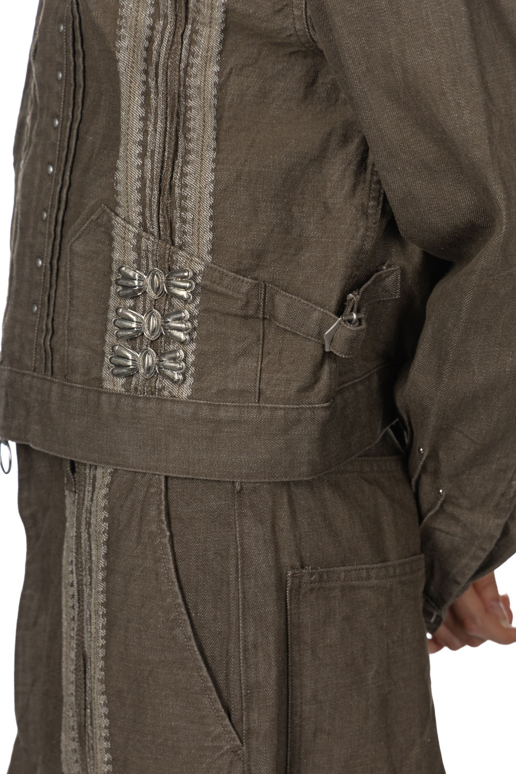 Kapital - 12oz YAGASURI Jacquard Denim Chimayo Drizzler JKT-Khaki