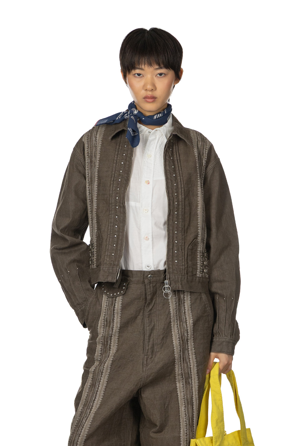 Kapital - 12oz YAGASURI Jacquard Denim Chimayo Drizzler JKT-Khaki