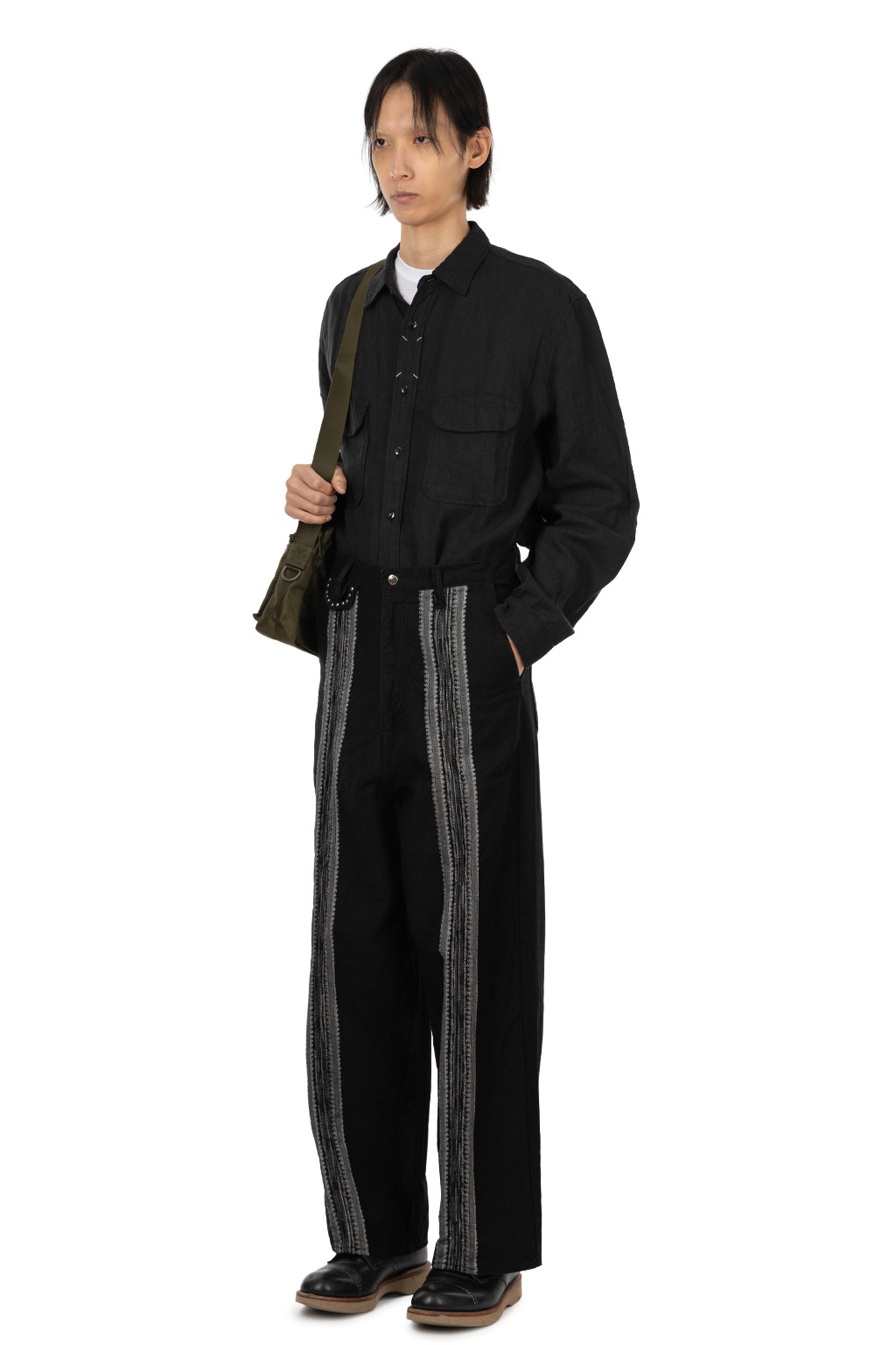 Kapital - 12oz YAGASURI Jaquard Denim PORT Baggy Pants - Black