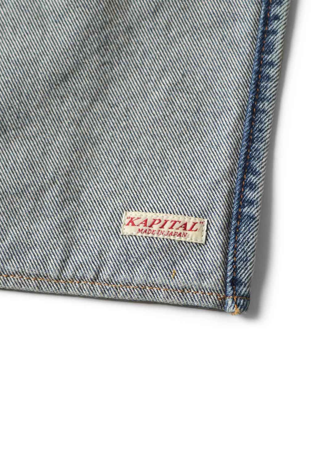 Kapital - 13oz Denim Damaged Shrot AD Apron - Guiding Light