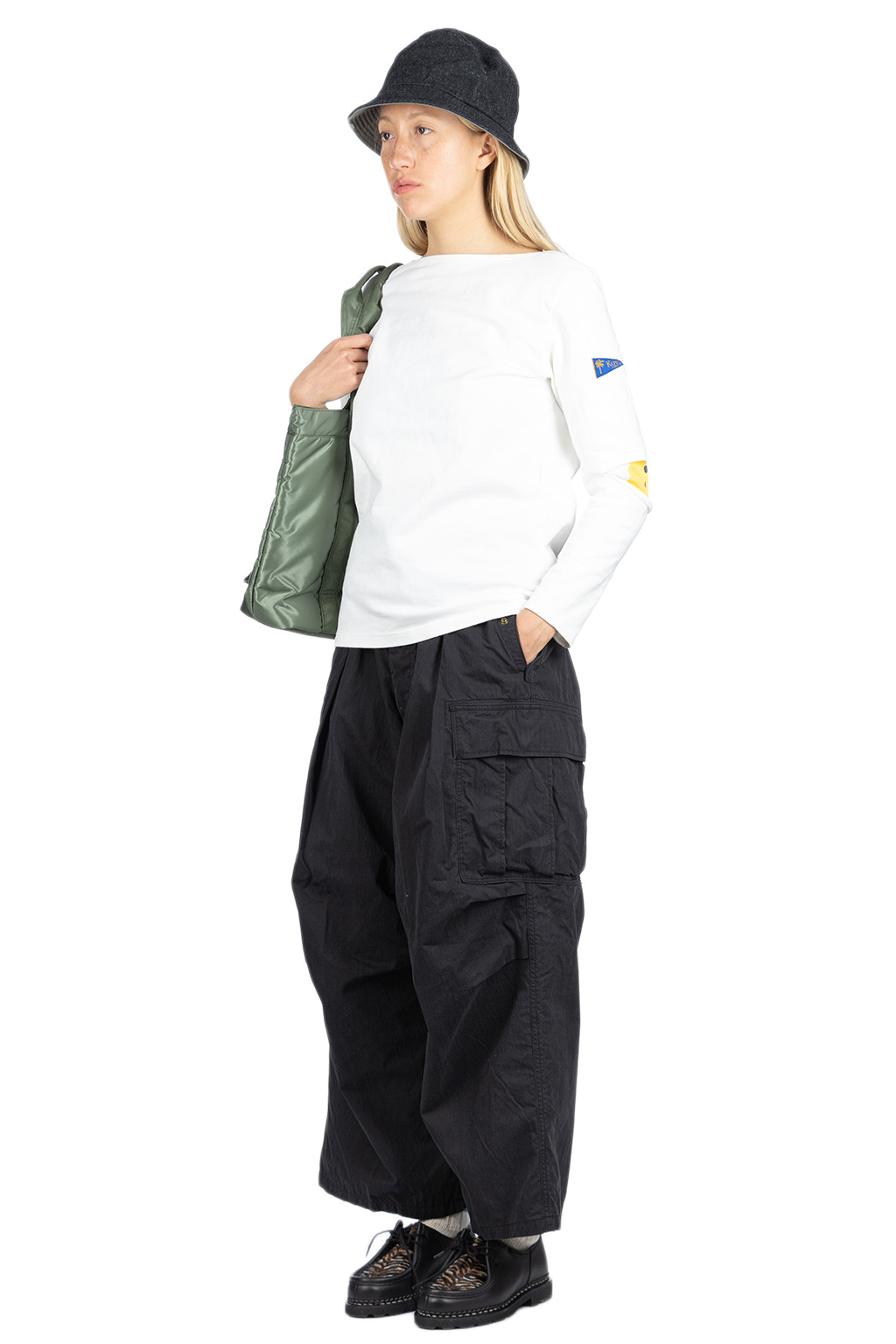Kapital - 16/- Densed Jersey Elbow-Rip Boatneck Long Sleeve T