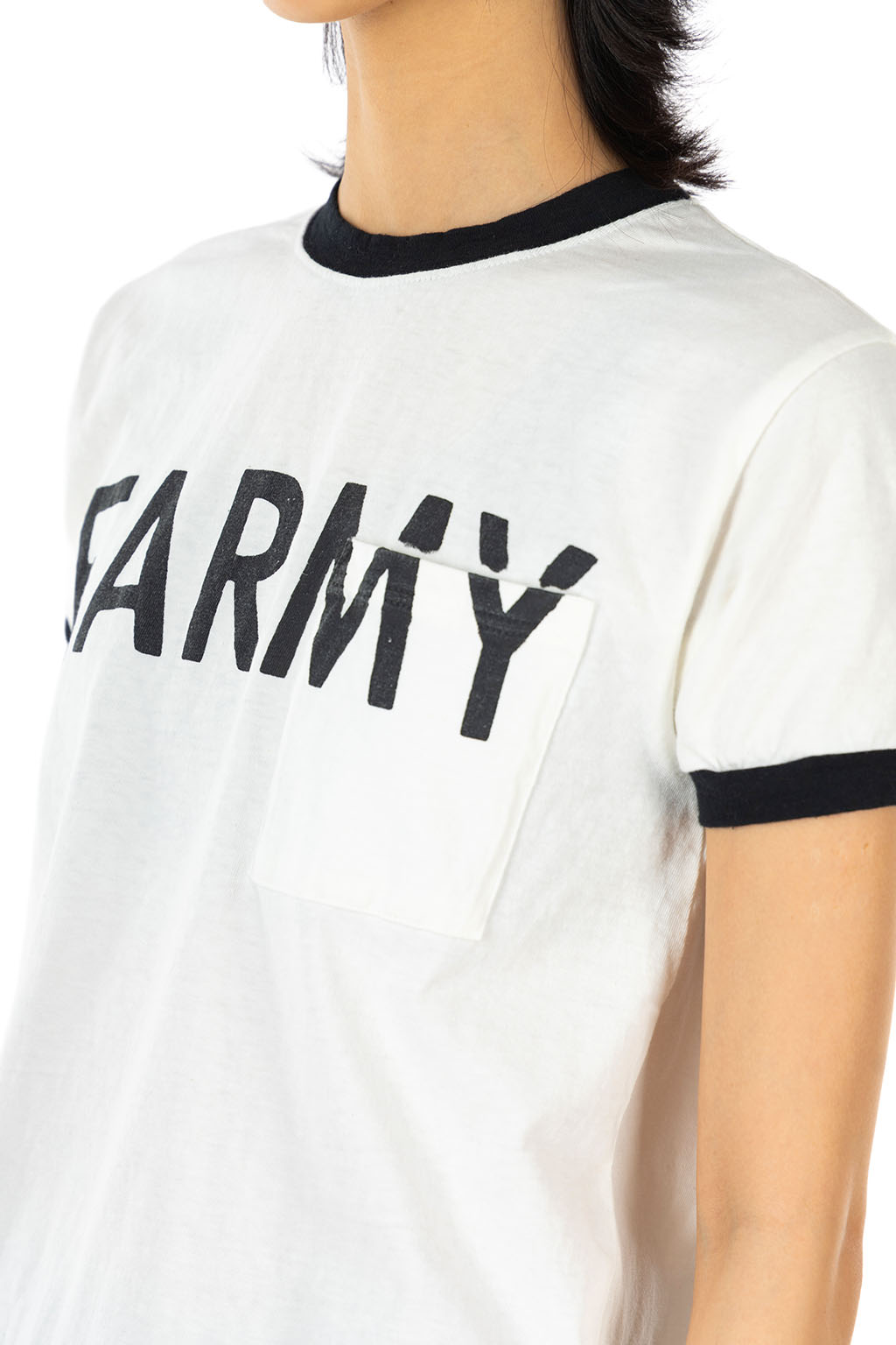Kapital - 18.5/-Jersey RINGER Pocket T (FARMY) - White