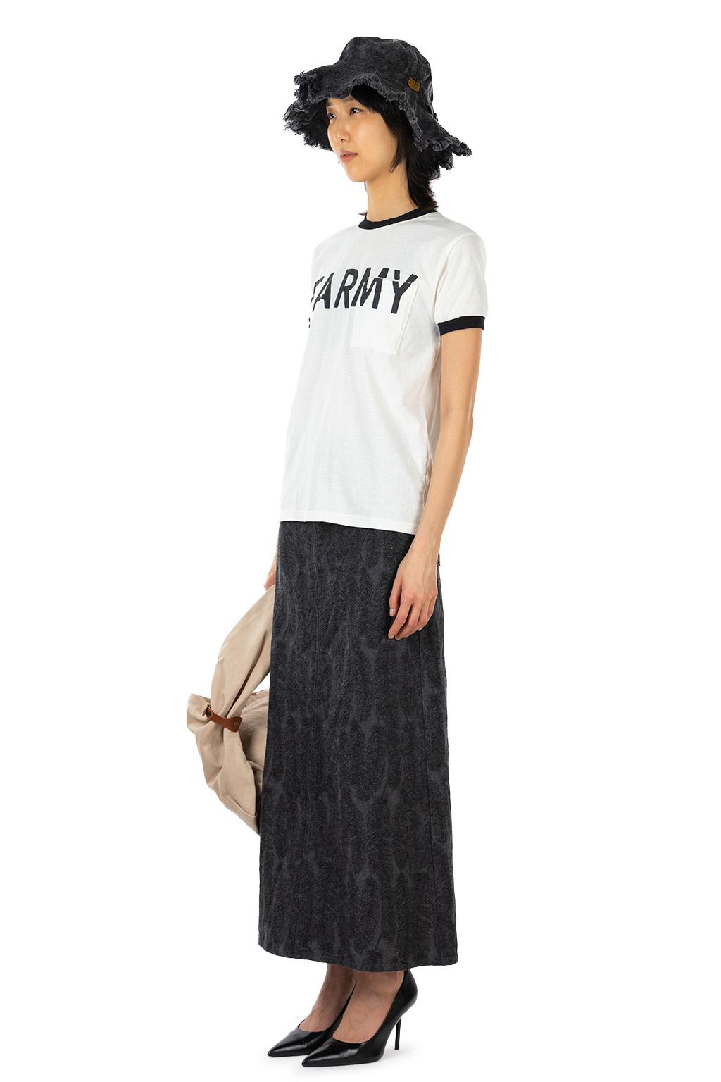 Kapital - 18.5/-Jersey RINGER Pocket T (FARMY) - White