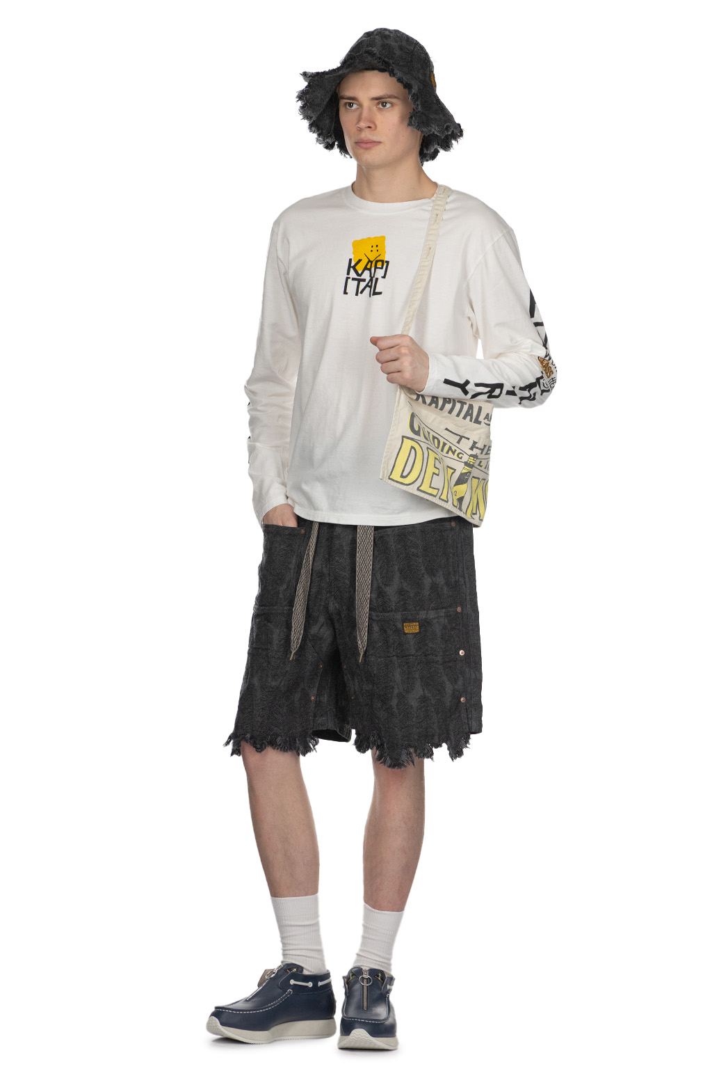 Kapital - 20-Jersey Crew Long Sleeve T - Peckish Kap - Yellow