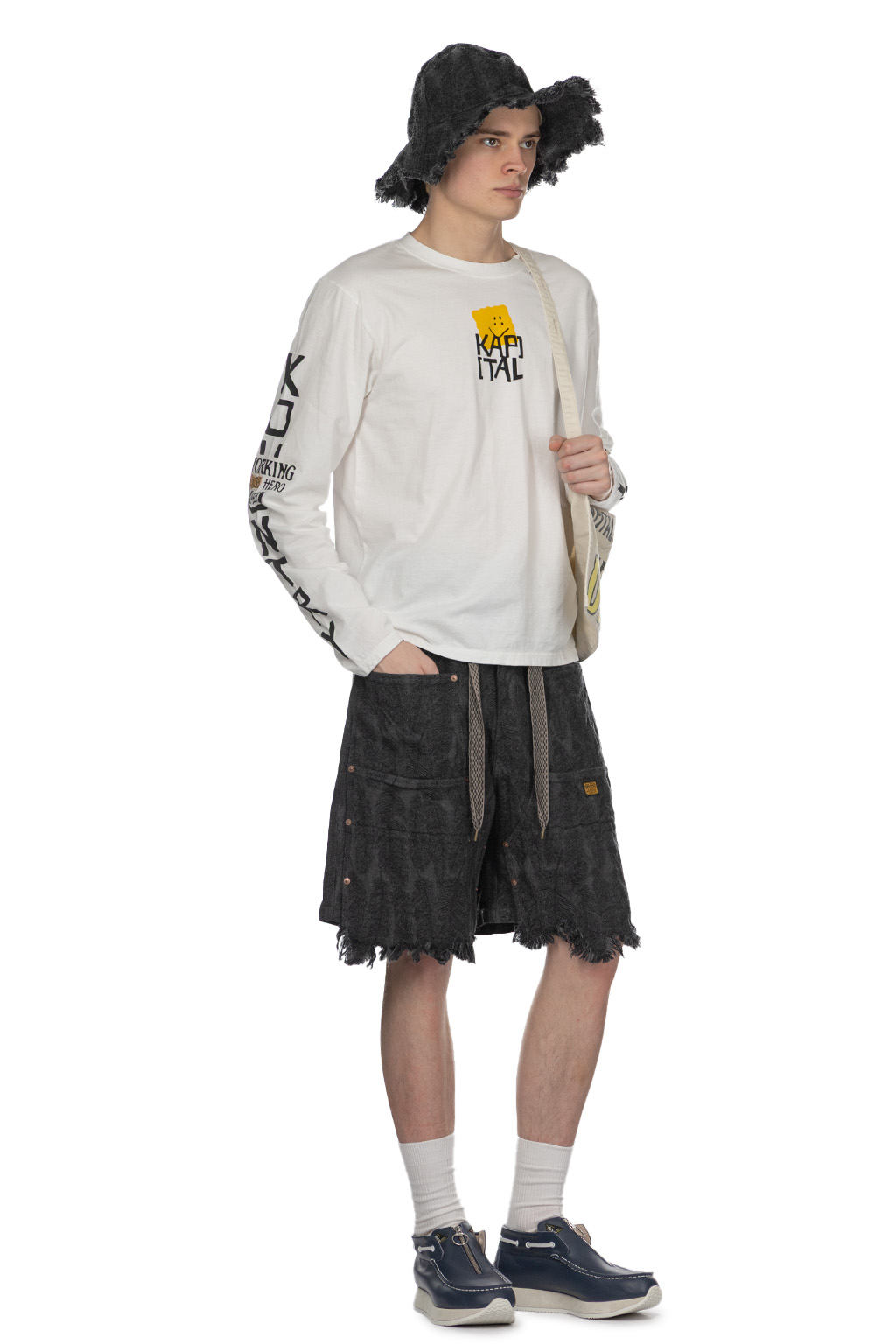 Kapital - 20-Jersey Crew Long Sleeve T - Peckish Kap - Yellow