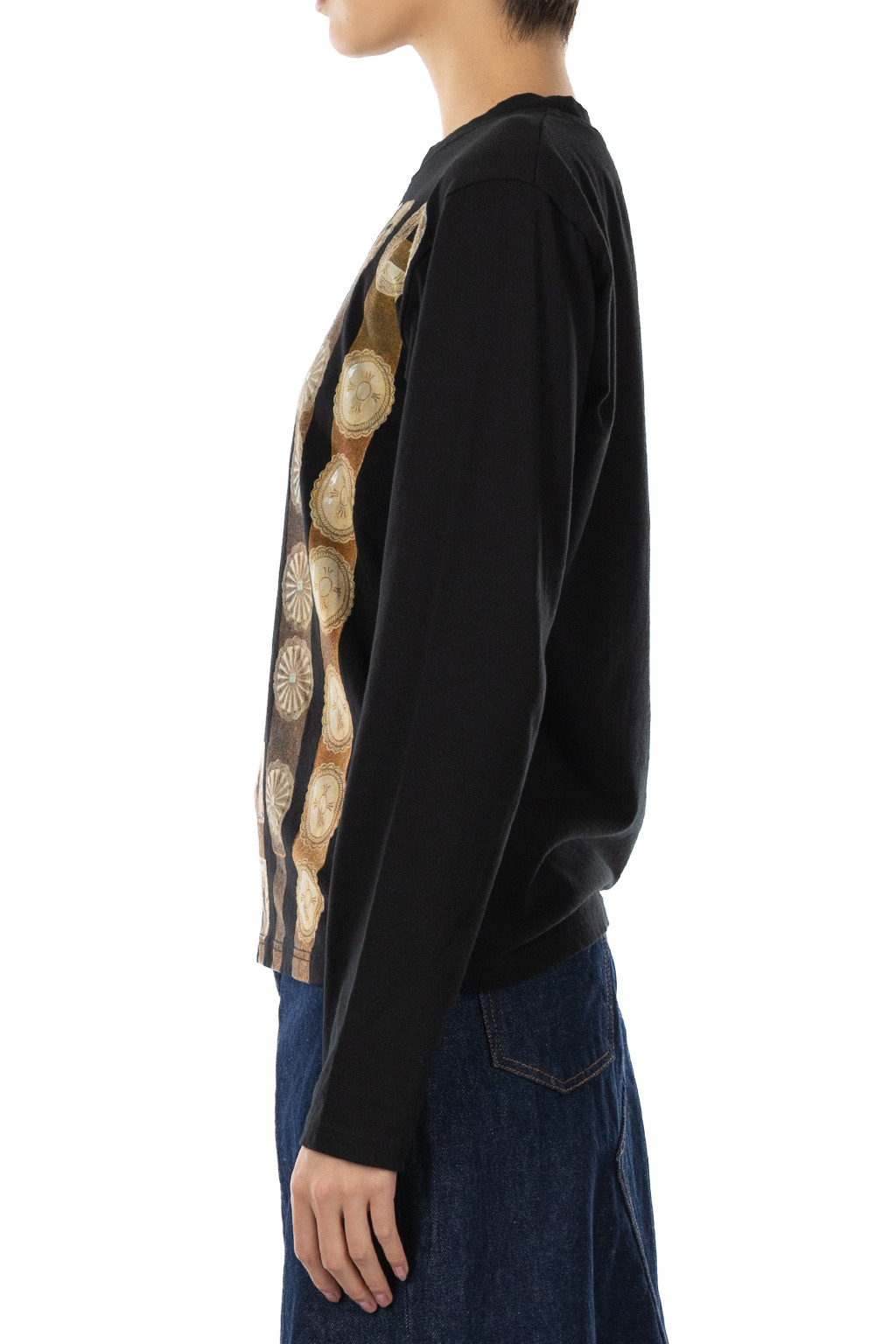 Kapital - 20/-Jersey Crewneck Long Sleeve T (Curtain Concho) - Black