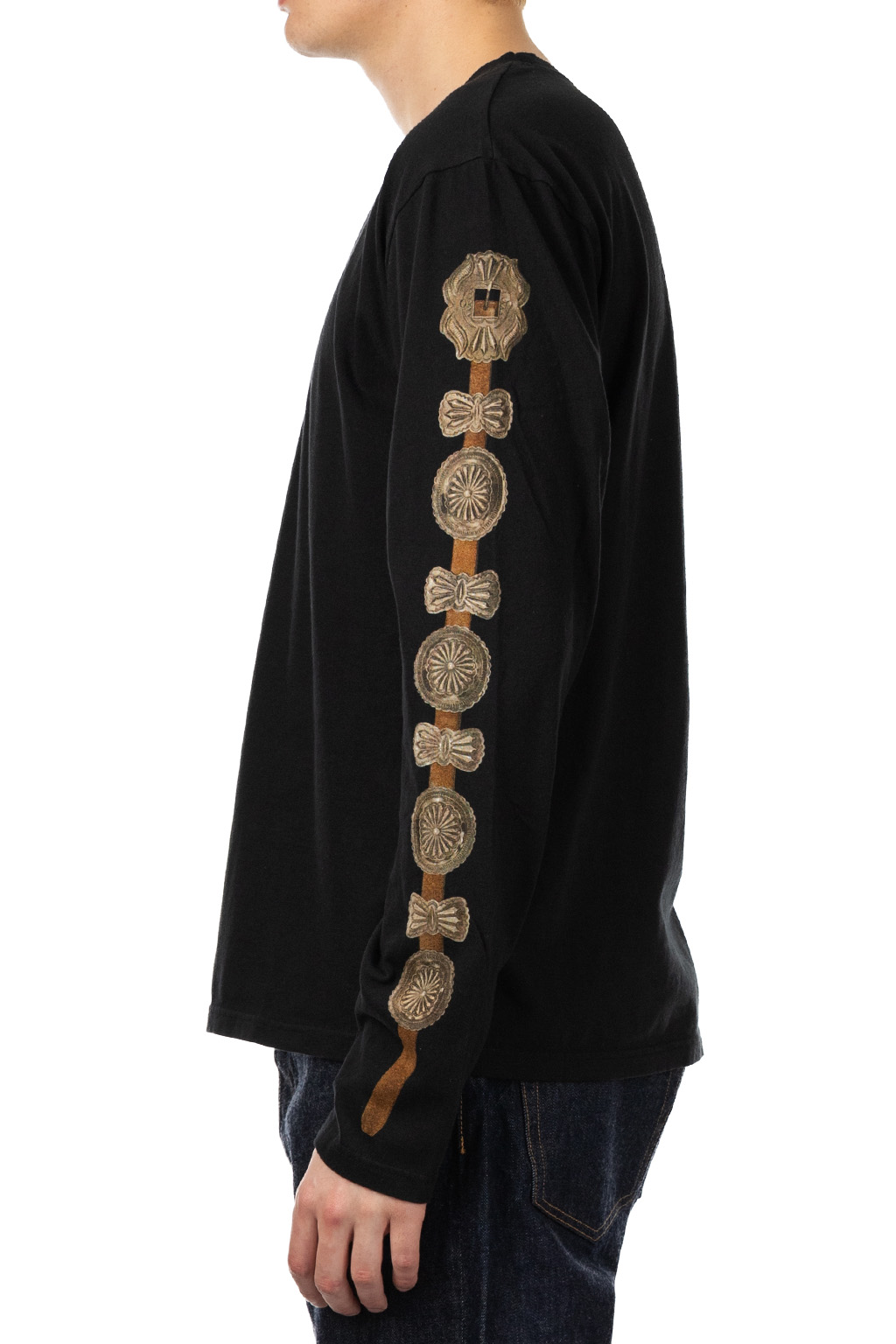 Kapital - 20/-Jersey Long Sleeve T (Concho Belt Sleeve) - Black