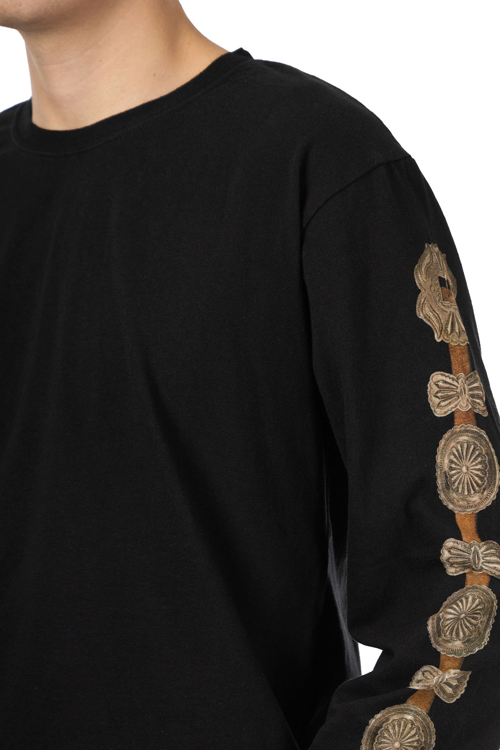 Kapital - 20/-Jersey Long Sleeve T (Concho Belt Sleeve) - Black