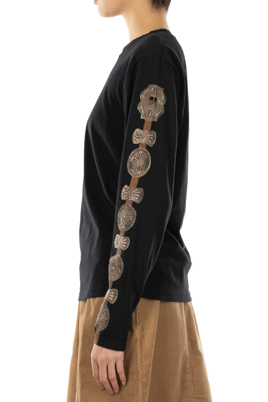 Kapital - 20/-Jersey Long Sleeve T (Concho Belt Sleeve) - Black