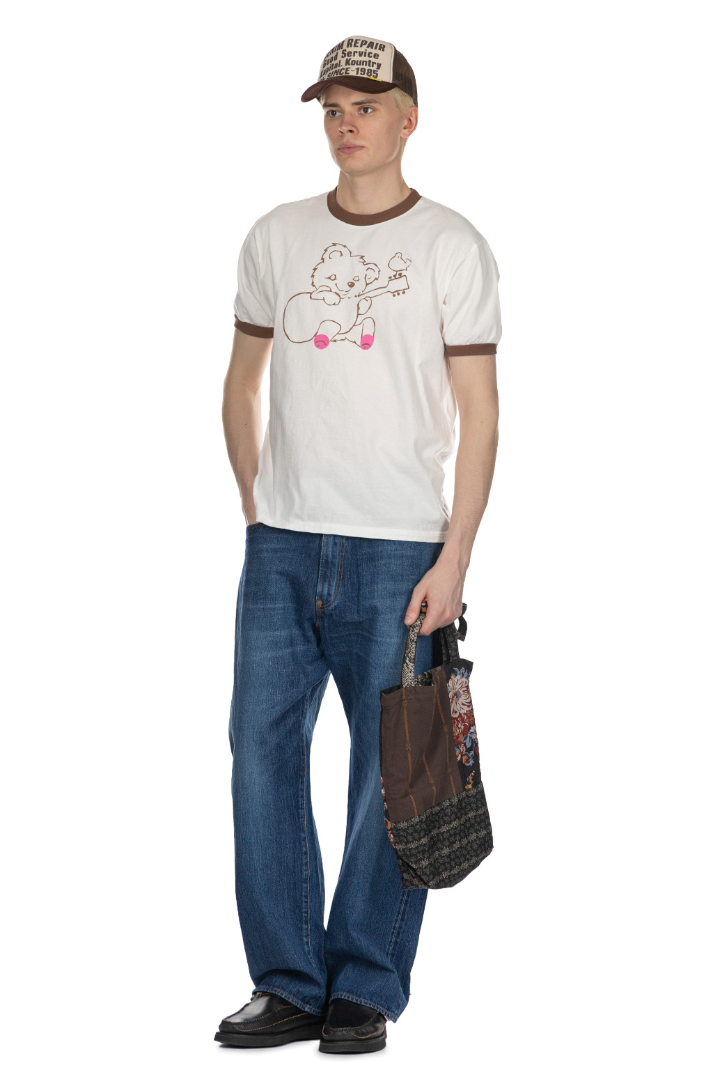 Kapital - 20 Jersey Ringer-T LittleBear Harmony-Brown