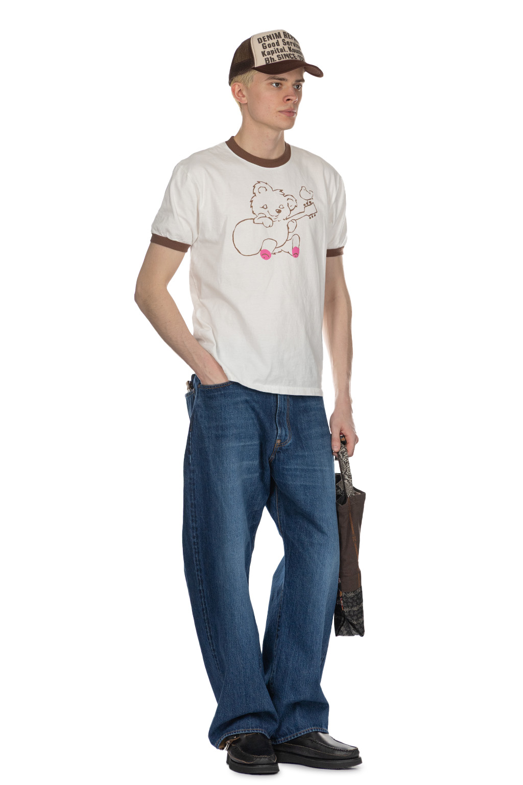 Kapital - 20 Jersey Ringer-T LittleBear Harmony-Brown