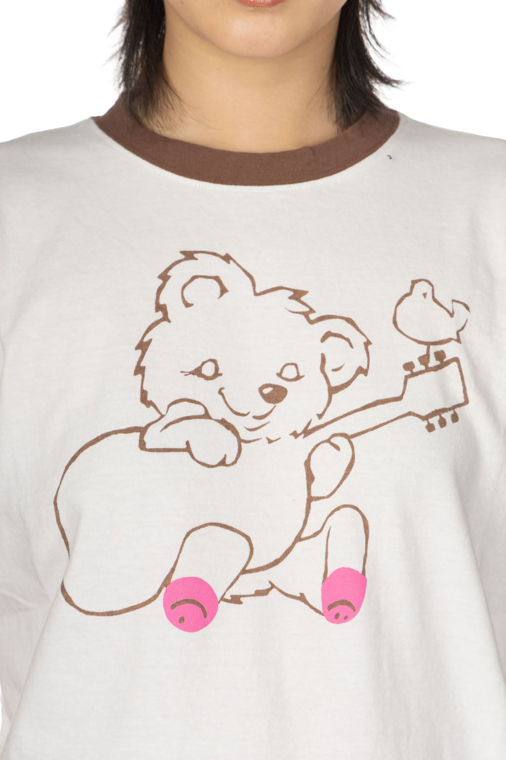 Kapital - 20 Jersey Ringer-T LittleBear Harmony-Brown