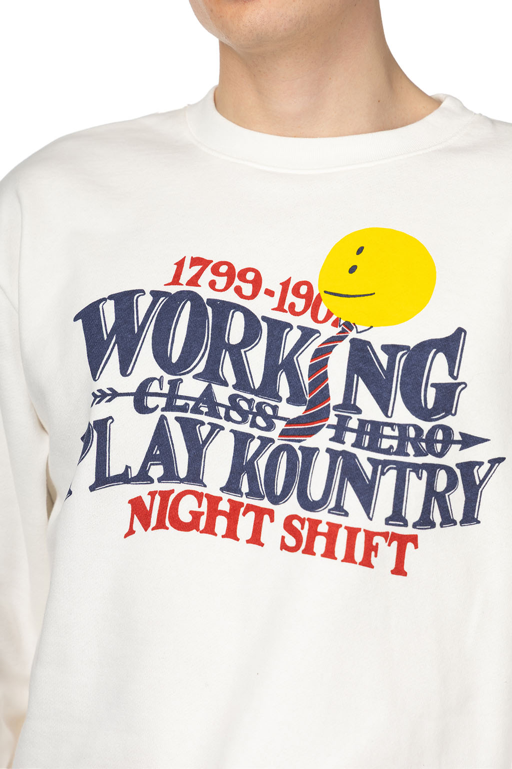 Kapital - 30-Knit Crew Sweatshirt (NIGHT SHIFT PROFILE RAINBOWY) - White