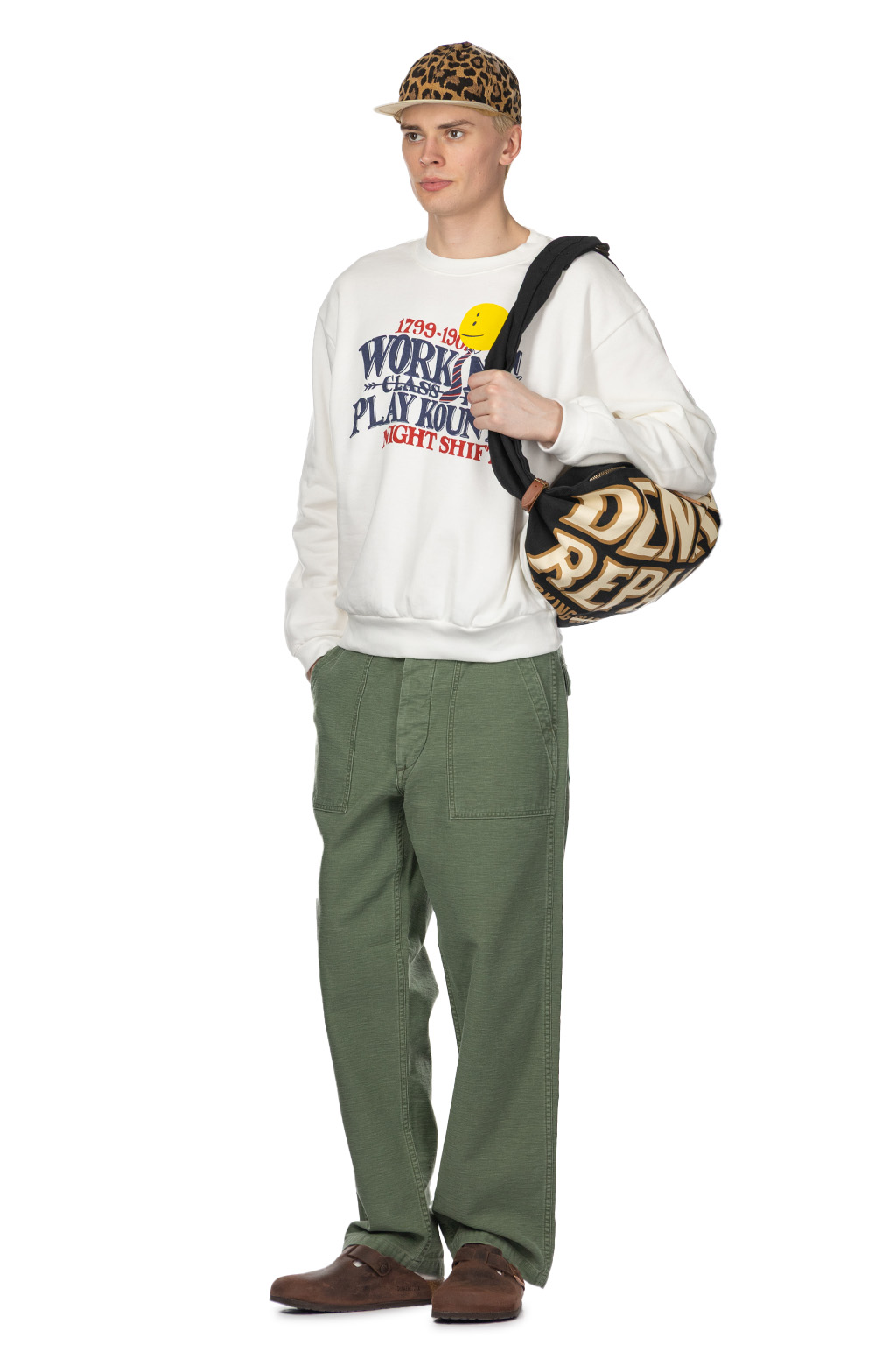 Kapital - 30-Knit Crew Sweatshirt (NIGHT SHIFT PROFILE RAINBOWY) - White