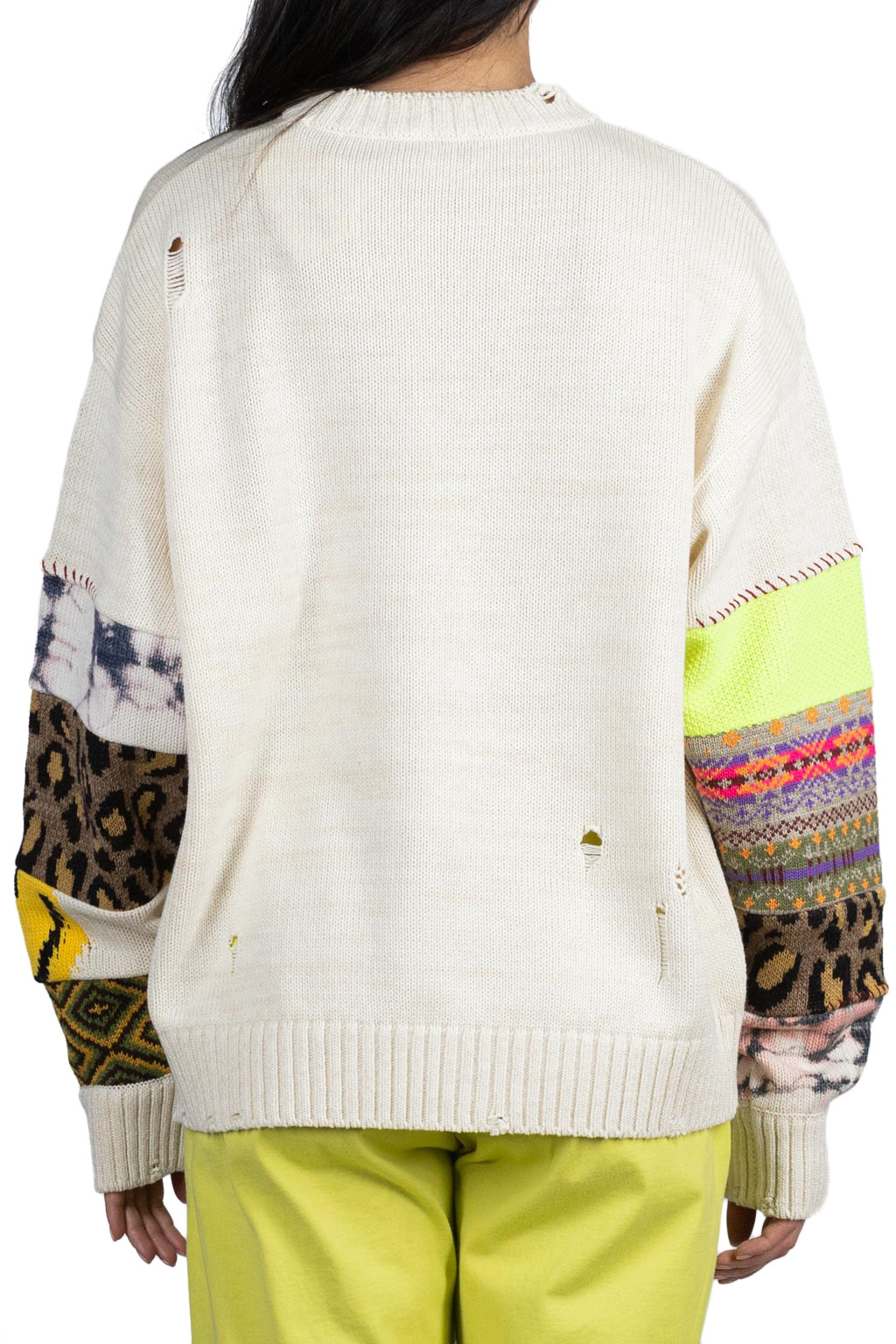 Kapital 56 Cotton Knit Hippie Sleeve Crew Sweater - Natural