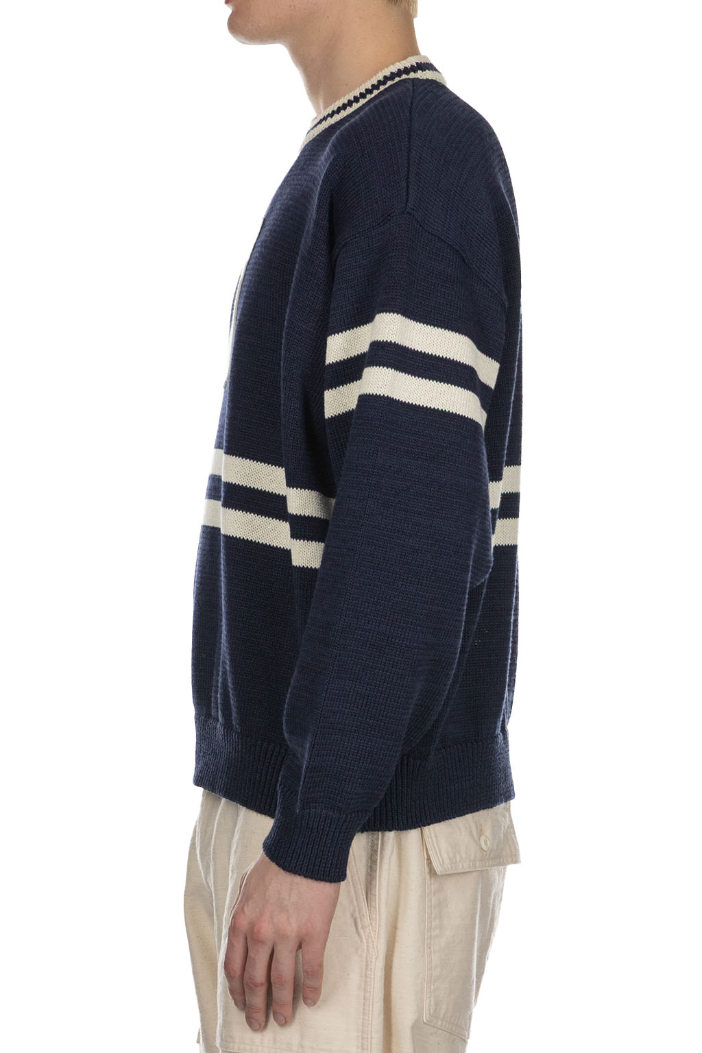 Kapital - 5G Cotton Knit Peckish Rainbowy Ivy Crew Sweater - Navy