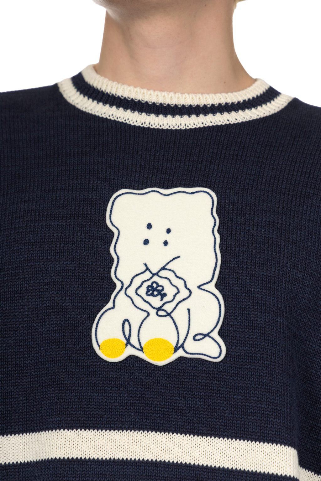 Kapital - 5G Cotton Knit Peckish Rainbowy Ivy Crew Sweater - Navy