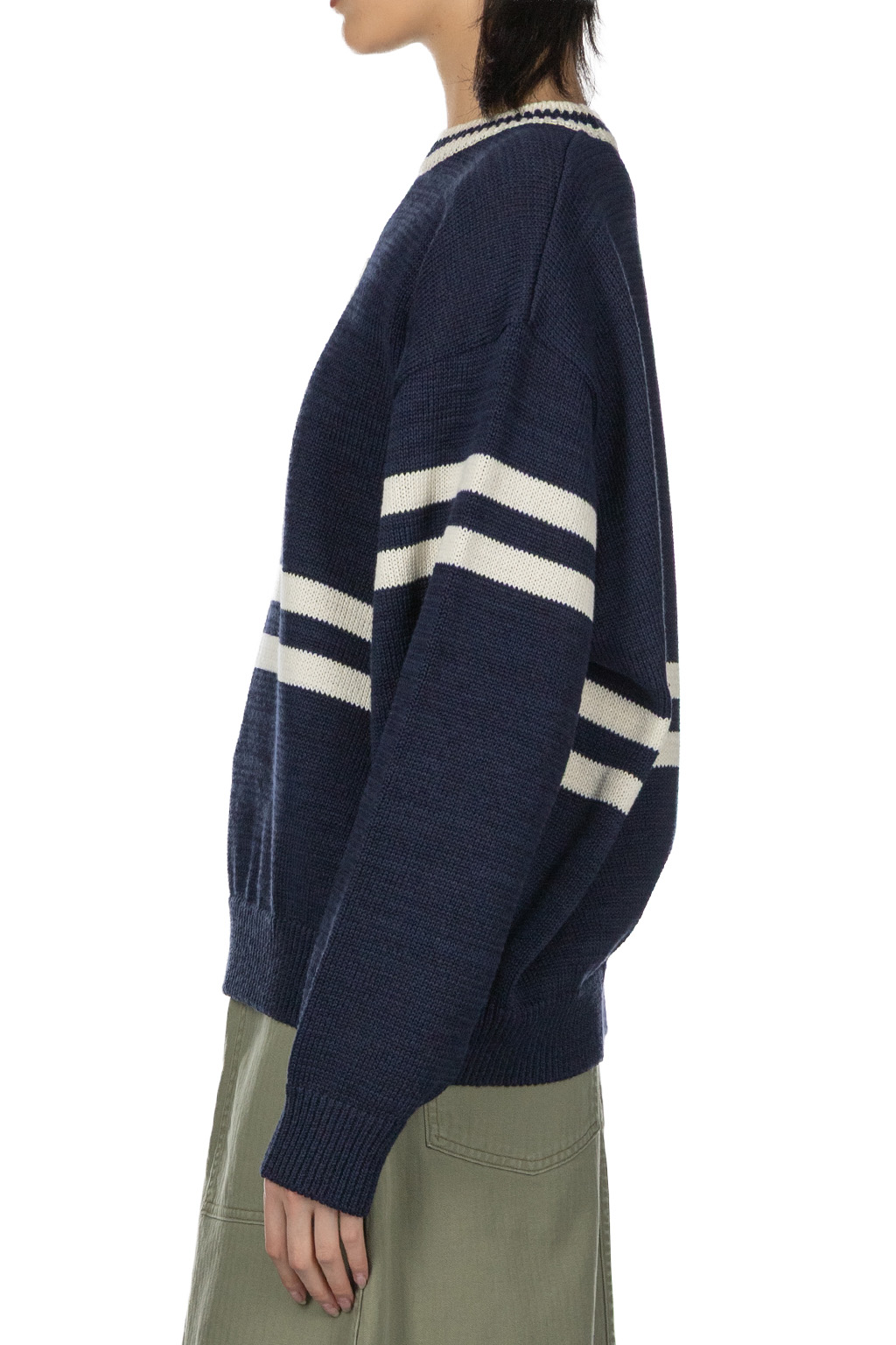 Kapital - 5G Cotton Knit Peckish Rainbowy Ivy Crew Sweater - Navy
