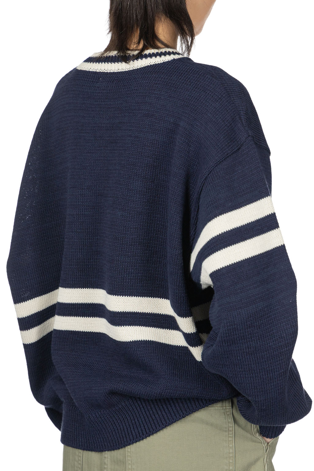 Kapital - 5G Cotton Knit Peckish Rainbowy Ivy Crew Sweater - Navy