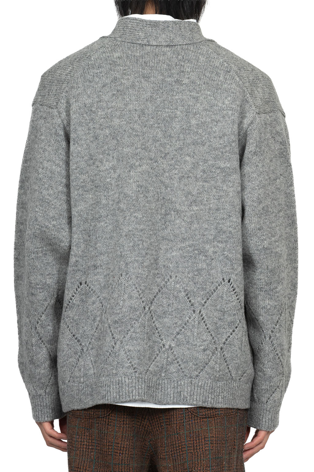 Kapital - 5G Wool Drop-Stich Argyle Knit Cardigan-Grey