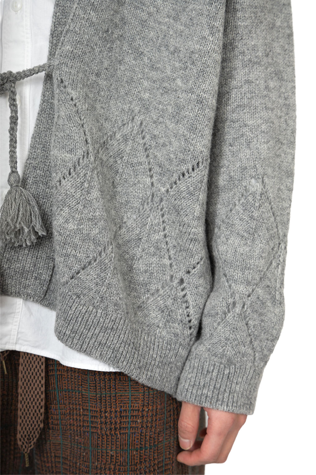 Kapital - 5G Wool Drop-Stich Argyle Knit Cardigan-Grey