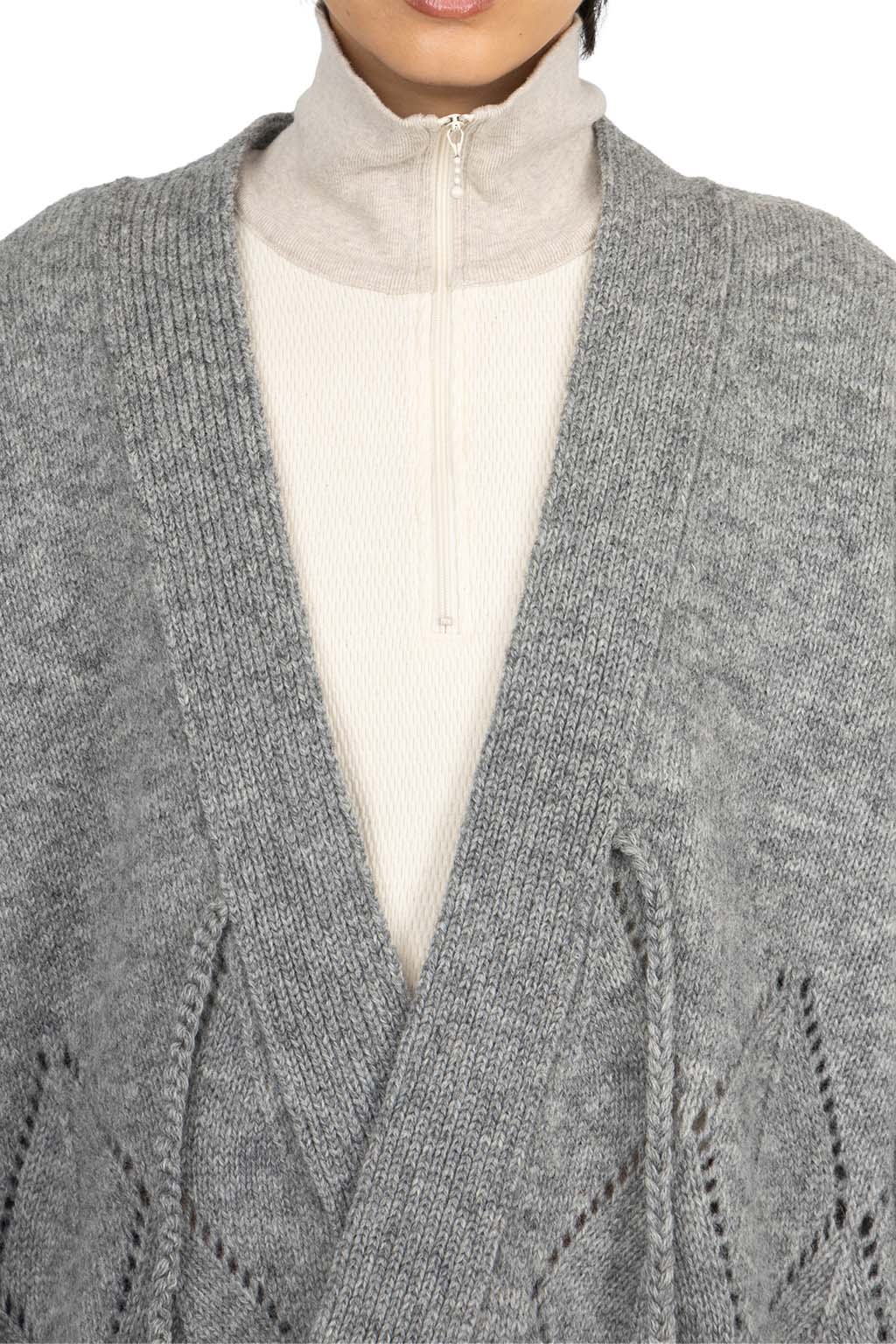 Kapital - 5G Wool Drop-Stich Argyle Knit Cardigan-Grey