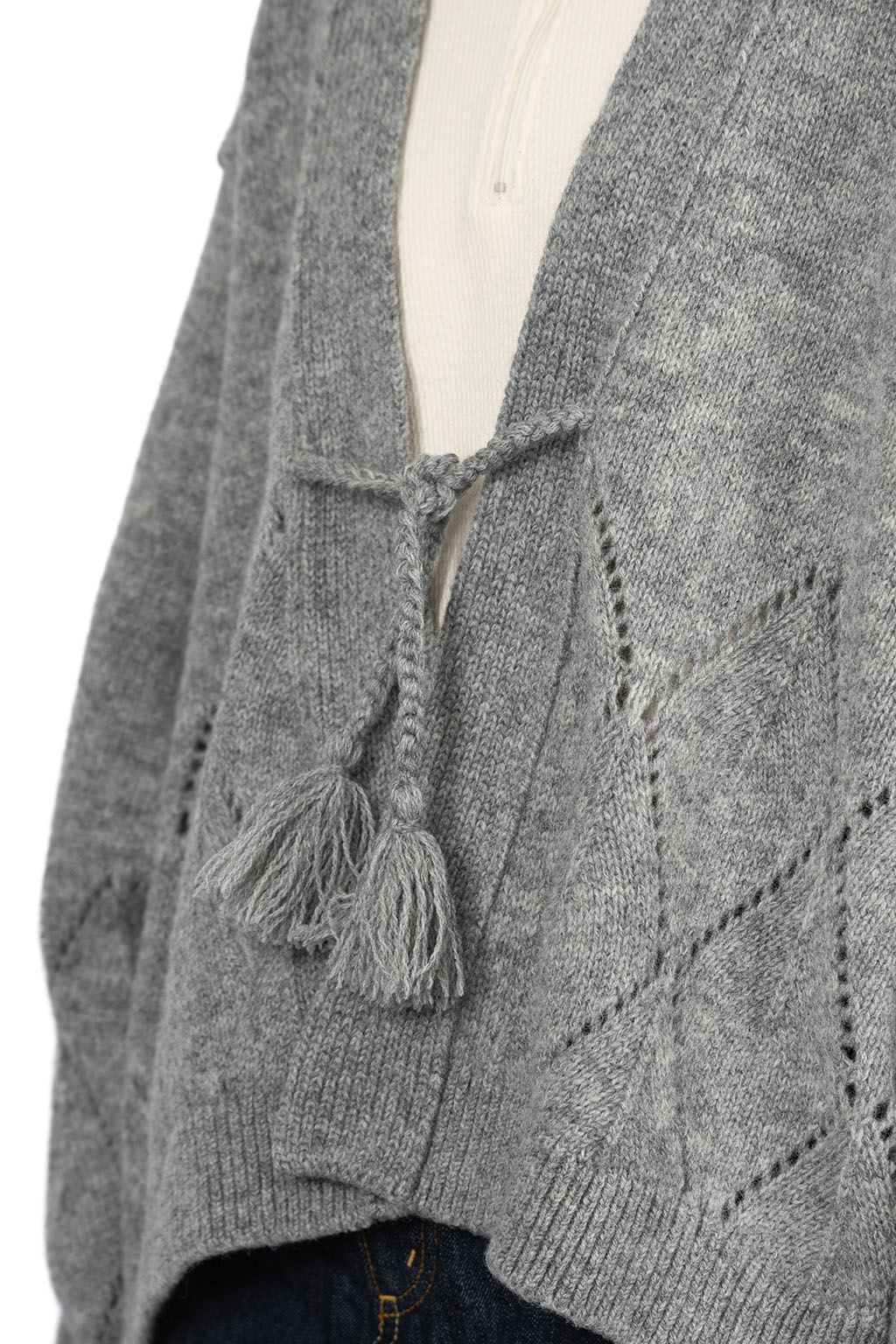 Kapital - 5G Wool Drop-Stich Argyle Knit Cardigan-Grey