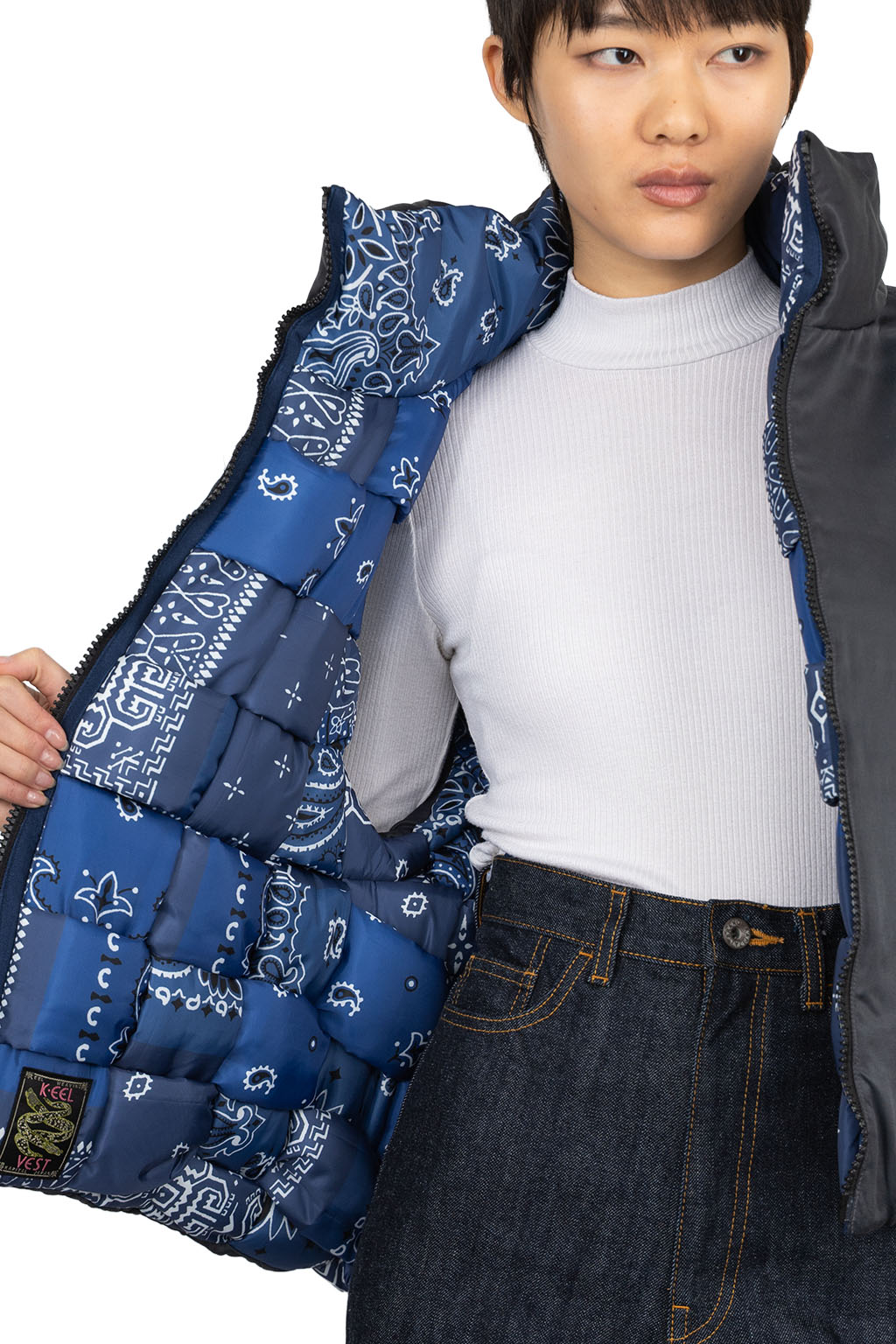 Kapital - Bandanna Nylon KEEL Weaving Vest - Dark Navy