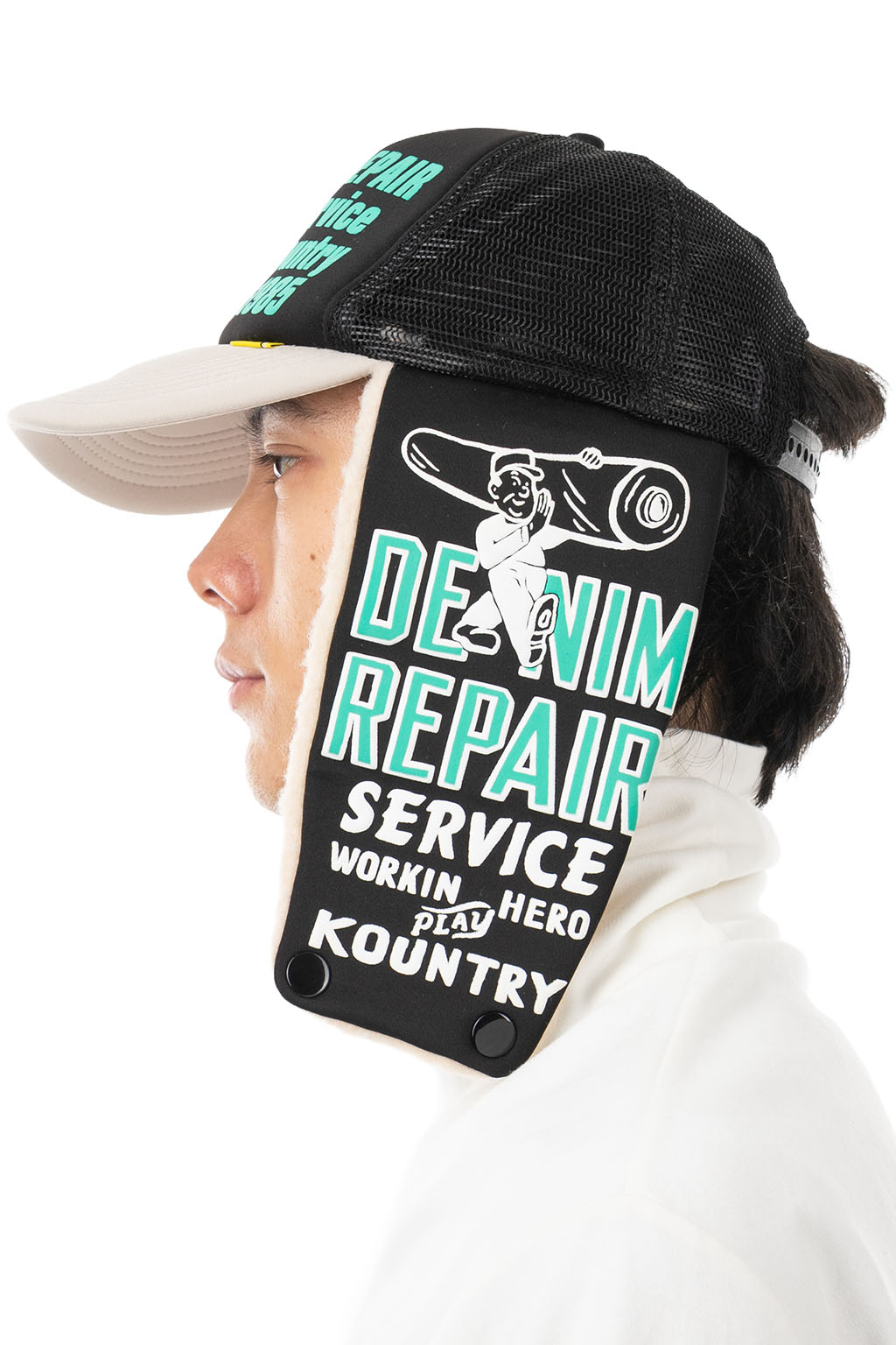 Kapital - DENIM REPAIR SERVICE LUMBER Trucker Cap - 2 Color Choices
