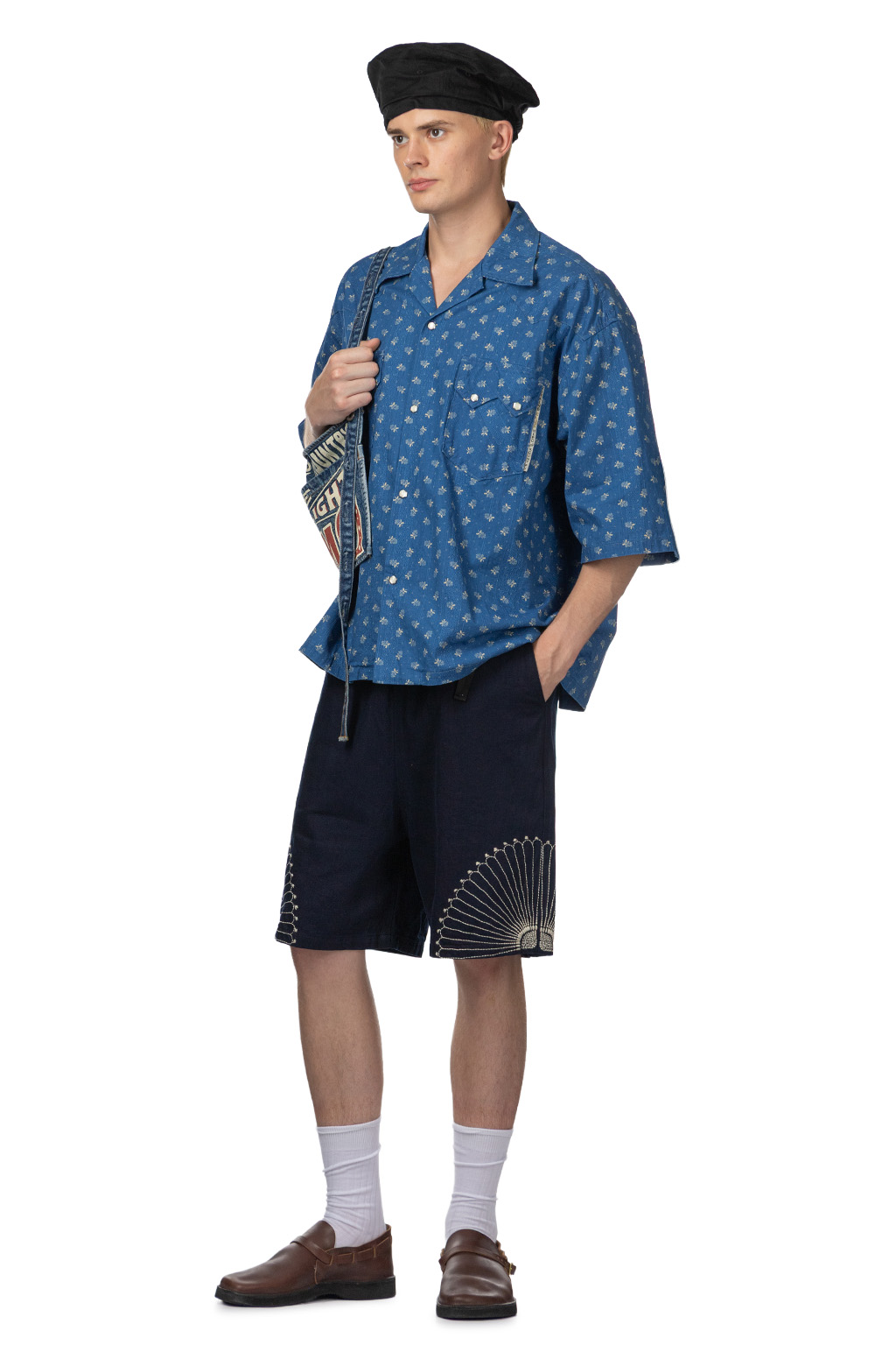 Kapital - Dobby Stripe IDG Open-Collar Western BIG Shirt - Indigo