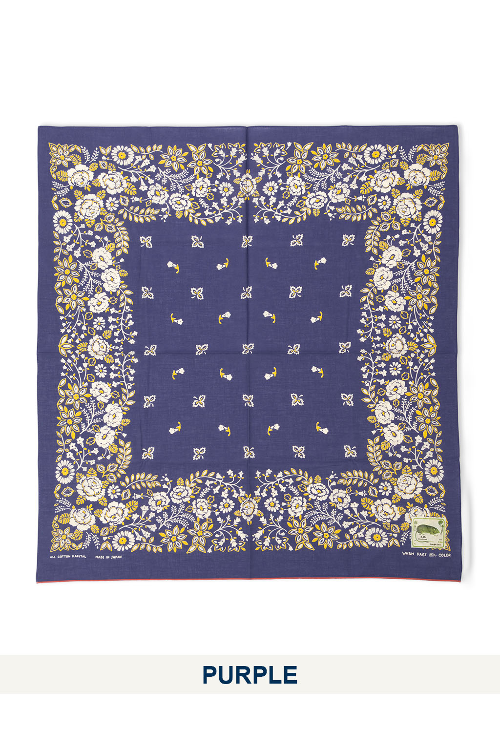 Kapital - Fastcolor Selvedge Bandanna (CHURCHILL GARDEN) 30x30 Large