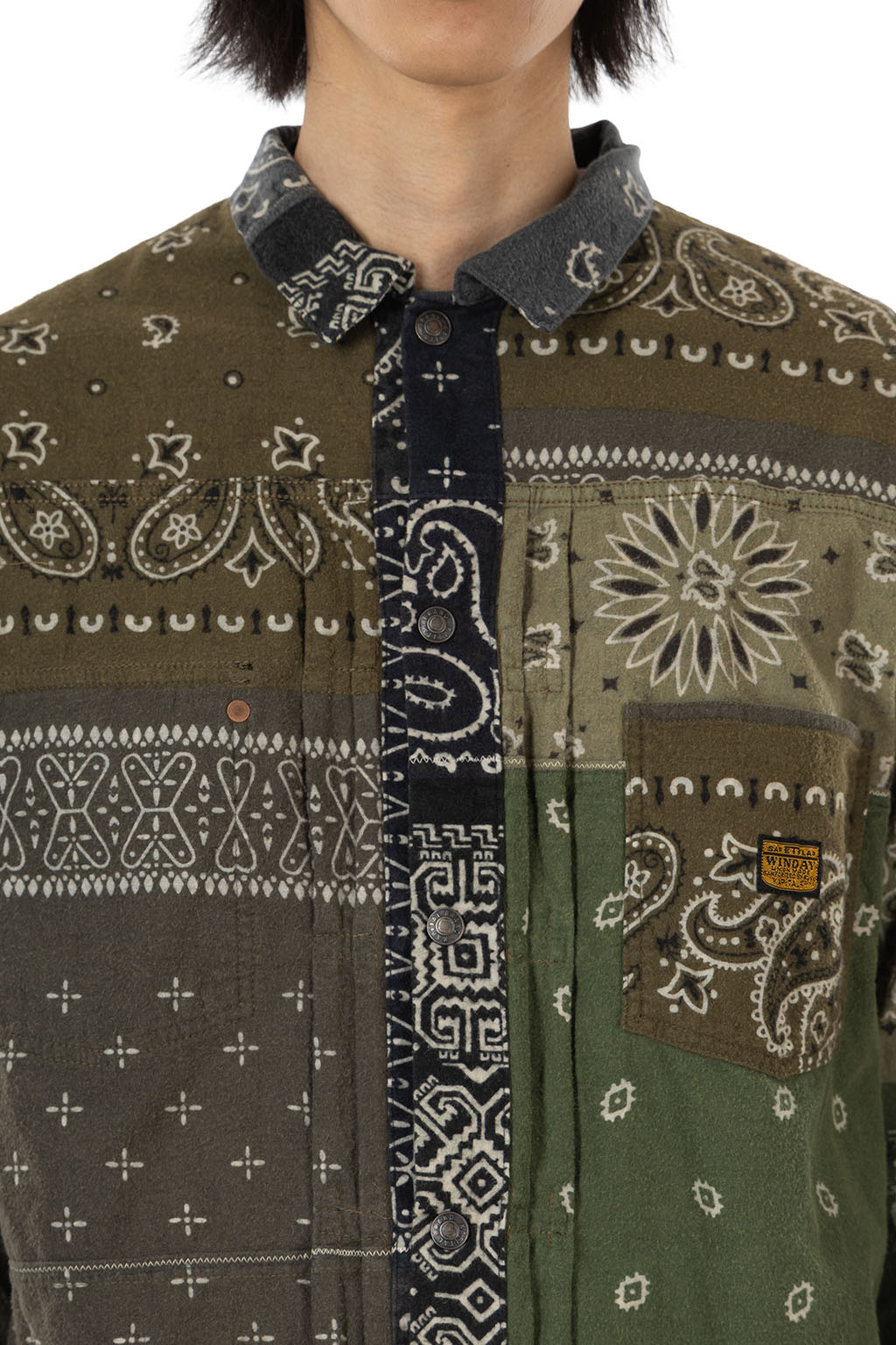 Kapital Flannel Reversible Bandana 1st JKT - Black x Khaki