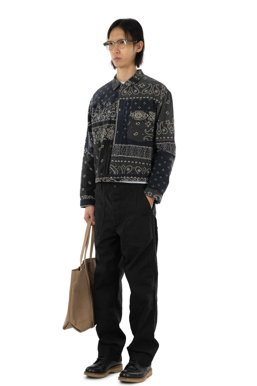 Kapital Flannel Reversible Bandana 1st JKT - Black x Khaki