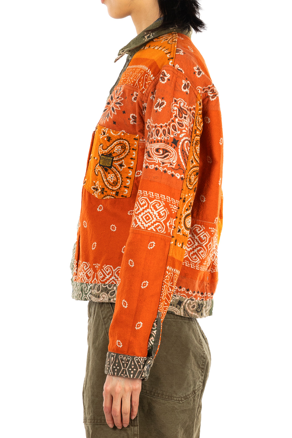Kapital - Flannel Reversible Bandana 1st JKT - Khaki x Orange